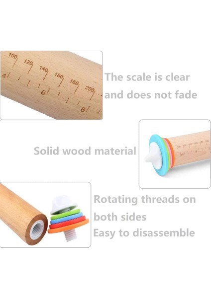 Çıkarılabilir Halkalar Hamur Silindiri Pişirme Pizza ve Kurabiyeler Için Ayarlanabilir Ahşap Oklava Ev Mutfak Pişirme Aracı (Yurt Dışından) modelleri