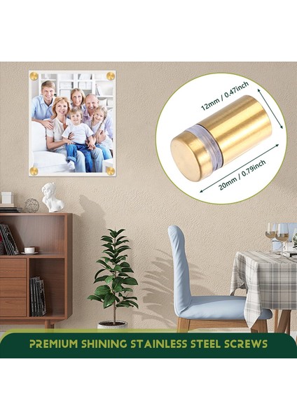 8 Set Standoff Vidaları Reklam Tırnak Çivi Soğutma Duvar Montaj Donanımı Akrilik Resim Çerçevesi (12 x 20MM) (Yurt Dışından) indirimleri