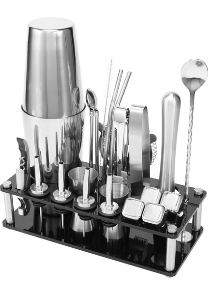 Kokteyl Shaker Seti Akrilik Stand ve Kokteyl Tarifleri ile Boston Paslanmaz Çelik Barmen Kiti Kitapçık (Yurt Dışından) modelleri