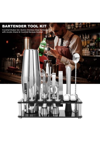 Kokteyl Shaker Seti Akrilik Stand ve Kokteyl Tarifleri ile Boston Paslanmaz Çelik Barmen Kiti Kitapçık (Yurt Dışından) fırsatları