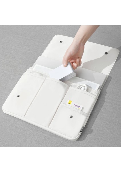 15 Inç Dizüstü Bilgisayarlar Için Çok Katmanlı Naylon Su Geçirmez Çanta Darbeye Dalı Taşıma Çantası - Beyaz (Yurt Dışından)