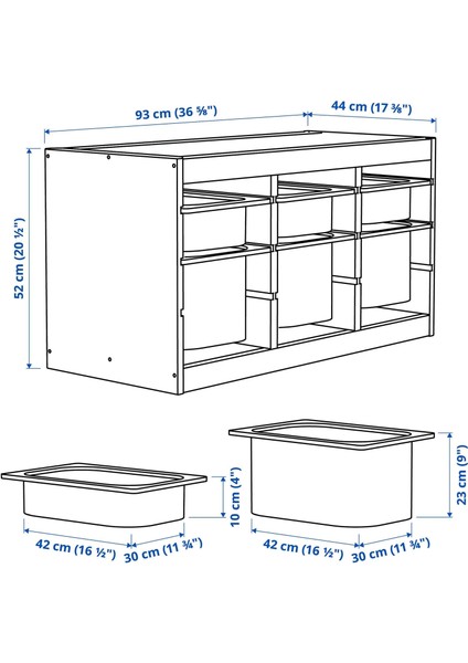 Trofast Saklama Ünitesi Çam Açık Turuncu Kırmızı 93 x 44 x 52 cm fiyatları