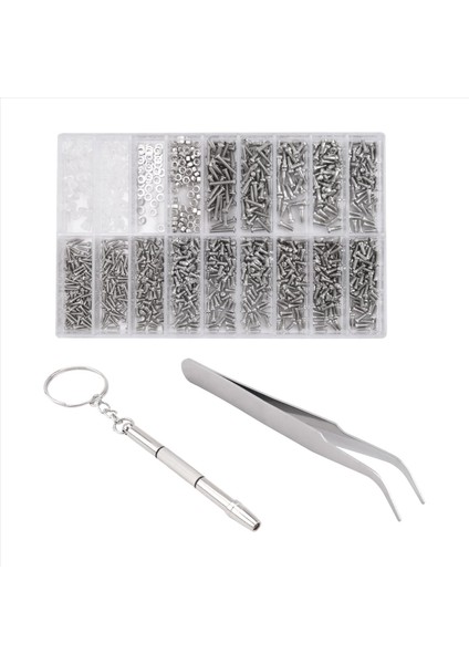 1000 Pcs Gözlük Vidaları Somun Çiftlik + 1 Pc Tornavida + 1 Pc Cheezers Gözlük Onarım Kiti Vidaları Gözlük/ Gözlük/ Güneş Gözlüğü/ Gözlük Için Set Optik Onarım Aracı (Yurt Dışından)