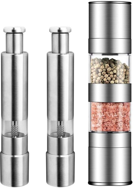 3 Adet Tuz ve Karabiber Öğütücü Seti Ayarlanabilir Seramik Rotorlu Paslanmaz Çelik Tuz Değirmeni 22CM ve 15CM (Yurt Dışından) fırsatları