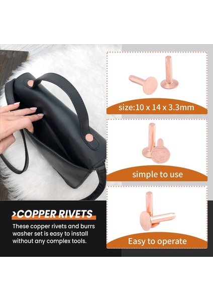 100 Set Bakır Perçin ve Çapak Yıkayıcılar Deri Bakır Perçin Tutturucu Yakalar Deri Diy Zanaat Malzemeleri (Yurt Dışından) fırsatları