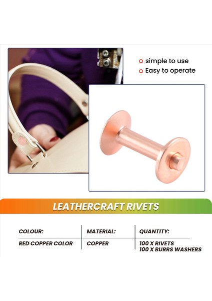 100 Set Bakır Perçin ve Çapak Yıkayıcılar Deri Bakır Perçin Tutturucu Yakalar Deri Diy Zanaat Malzemeleri (Yurt Dışından) indirimleri