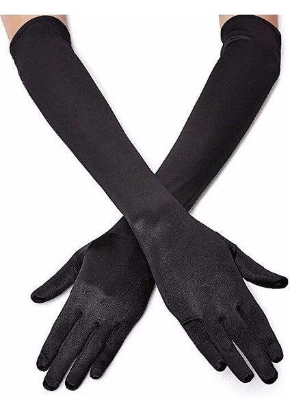 Bfs siyah Renk Likralı Dirseğe Kadar Uzun Kumaş Eldiven 40 cm