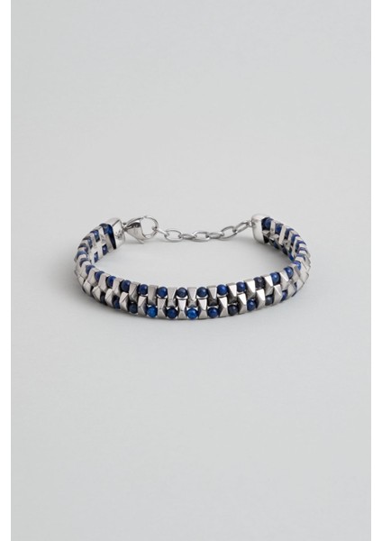 Lapis Taşlı 21 cm Çelik Erkek Bileklik