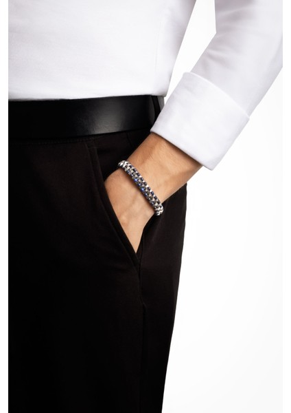 Lapis Taşlı 21 cm Çelik Erkek Bileklik modelleri