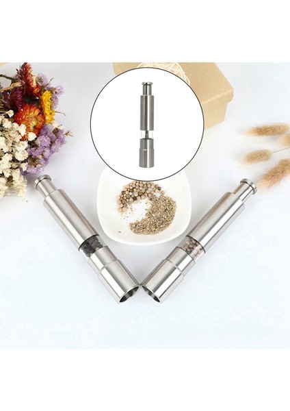 2x Tuz ve Biber Öğütücü Paslanmaz Çelik Itme Düğmesi Yemek Pişirmek Için Gümüş Baharat Başparmak Biber Değirmeni Taşınabilir Öğütücü (Yurt Dışından) fiyatları