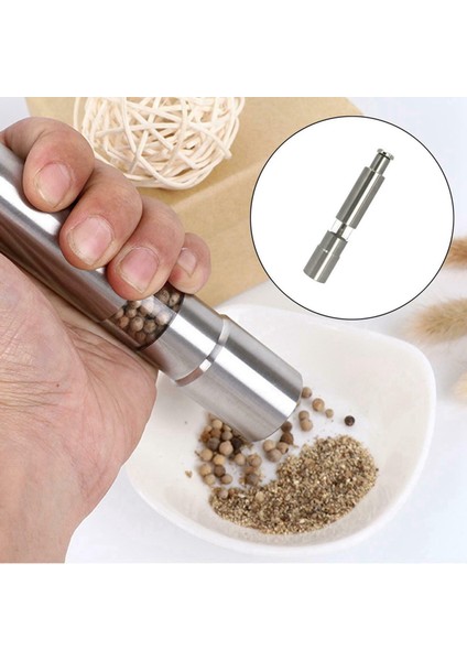 2x Tuz ve Biber Öğütücü Paslanmaz Çelik Itme Düğmesi Yemek Pişirmek Için Gümüş Baharat Başparmak Biber Değirmeni Taşınabilir Öğütücü (Yurt Dışından) fırsatları