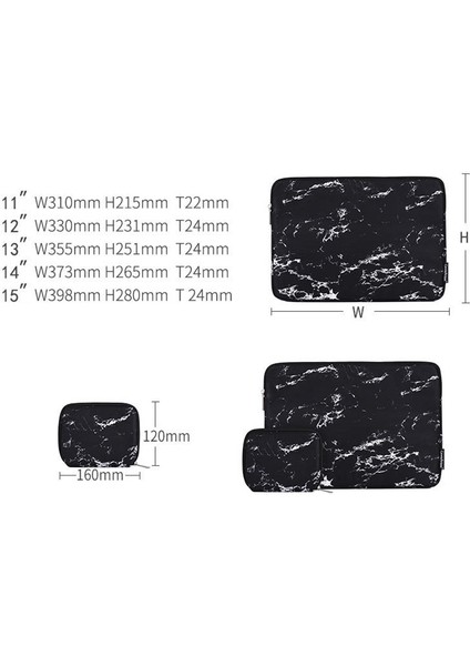 Canvasartısan H32-T0123 Mermer Desenli Dizüstü Bilgisayar Kılıfı Yumuşak Keten Dizüstü Bilgisayar Çantası ve Küçük Çanta - Siyah/14 Inç Dizüstü Bilgisayarlar Için (Yurt Dışından) indirimleri