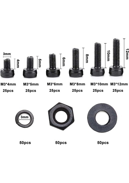 600 Pc Somun Cıvataları Set Hex Cıvatalar Somun ve Yıkayıcı Çiftlik Vidaları Cıvatalar M3 Alet Kiti Plastik Kutu (Siyah) (Yurt Dışından) fırsatları