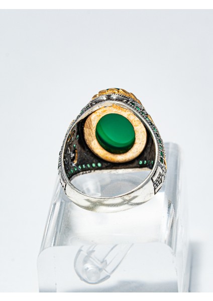 Özel Tasarım 925 Ayar Gümüş Yeşil Akik Taşlı Erkek Yüzük – Şıklığın ve Zarafetin Buluşması fırsatları