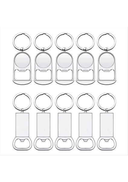 10 Adet Süblimasyon Boşlukları Anahtarlıklar Boş Metal Şişe Açıcı Anahtar Halkaları Dikdörtgen Isı Transferi Süblimasyon Anahtarlıkları (Yurt Dışından)