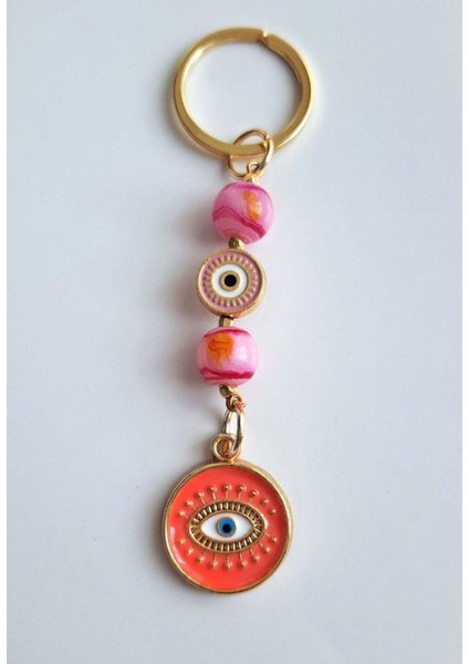 Hediyelik Pembe Boncuklu Anahtarlık 10 cm