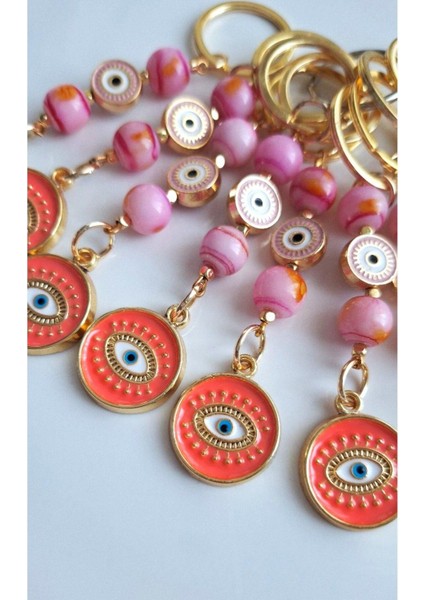 Hediyelik Pembe Boncuklu Anahtarlık 10 cm fiyatları