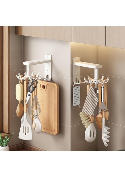 Mutfak Eşyaları Tutucu Pratik Döner Alet Kancası Tutucu Duvara Monte Edilmiş Pişirme Gereçleri Rafı Döndürülebilir Ağır Hizmet Kancaları B (Yurt Dışından) modelleri