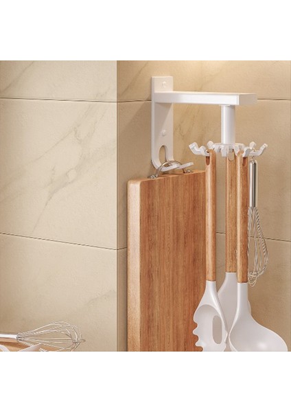 Mutfak Eşyaları Tutucu Pratik Döner Alet Kancası Tutucu Duvara Monte Edilmiş Pişirme Gereçleri Rafı Döndürülebilir Ağır Hizmet Kancaları B (Yurt Dışından) fırsatları