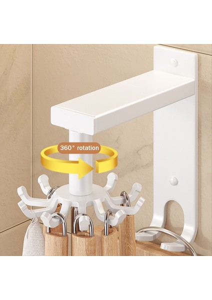 Mutfak Eşyaları Tutucu Pratik Döner Alet Kancası Tutucu Duvara Monte Edilmiş Pişirme Gereçleri Rafı Döndürülebilir Ağır Hizmet Kancaları B (Yurt Dışından) indirimleri