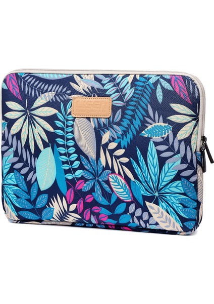 Lısen 14 Inç Renkli Yapraklar Dizüstü Bilgisayar Koruyucu Kılıf, Boyut: 36,5 x 25,5 x 2 cm - Mavi Arka Plan (Yurt Dışından)