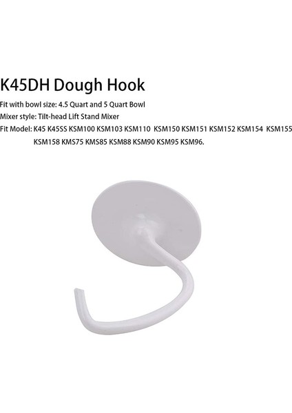 K45DH Hamur Kancası K45B Kaplamalı Düz Çırpıcı K45WW Tel Kırbaç Mutfak Yardımı Için 4 5qt 5 Qt Kasesi ile Stand Mikser Için Uygun (Yurt Dışından) modelleri