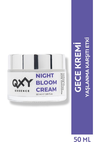 Night Bloom Cream - Yaşlanmaya Karşı Onarıcı Gece Kremi - Soft Touch - Hyaluronic Acid + Shea Butter + Collagen - Cam Kavanoz 50 ml