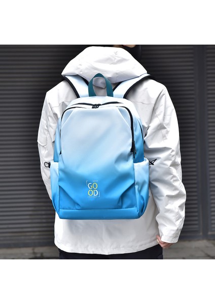 YS3588 Degrade Renkli Su Geçirmez Naylon Omuz Çantası Seyahat 15,6 Inç Dizüstü Bilgisayar Sırt Çantası - Gök Mavisi (Yurt Dışından) indirimleri