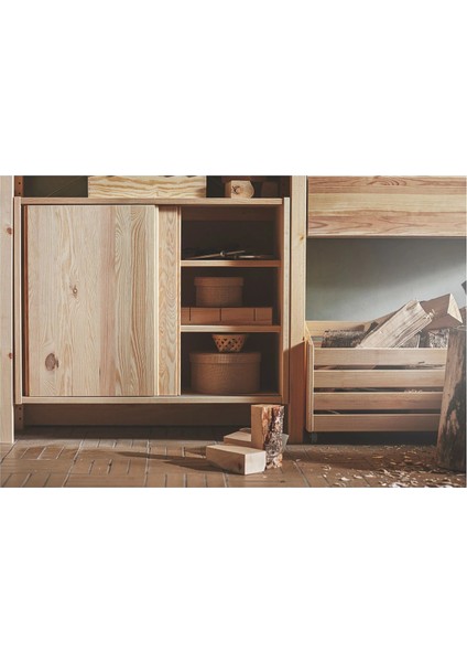 Ivar Sürgü Kapaklı Dolap Çam 80 x 30 x 60 cm