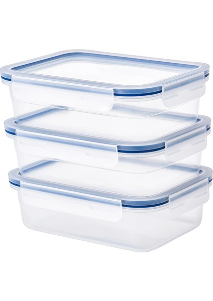 365+ Plastik Saklama Kabı Seti Şeffaf 1 Lt Dikdörtgen 3 Parça
