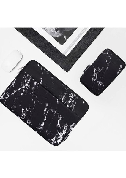 H32-T1121 Ön Cepli Dizüstü Bilgisayar Kılıfı Koruyucu Kapaklı Mermer Desenli Dizüstü Bilgisayar Kılıfı ve Küçük Çanta - Beyaz/13 Inç Dizüstü (Yurt Dışından) fırsatları