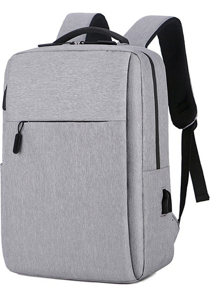 USB Portlu Günlük Naylon Oxford Kumaş Sırt Çantası Su Geçirmez Dizüstü Bilgisayar Çift Omuz Çantası - Gri (Yurt Dışından)