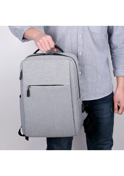USB Portlu Günlük Naylon Oxford Kumaş Sırt Çantası Su Geçirmez Dizüstü Bilgisayar Çift Omuz Çantası - Gri (Yurt Dışından) modelleri