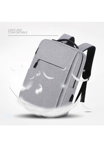 USB Portlu Günlük Naylon Oxford Kumaş Sırt Çantası Su Geçirmez Dizüstü Bilgisayar Çift Omuz Çantası - Gri (Yurt Dışından) fırsatları