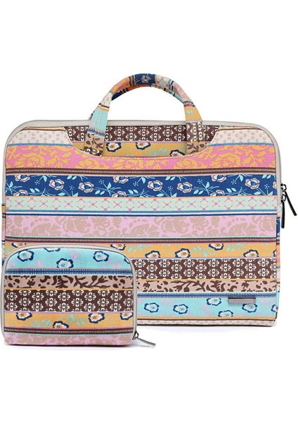 Lısen Desen Baskılı Tuval Taşıma Çantası 13,3 Inç Dizüstü Bilgisayarlar Için Taşınabilir Saklama Çantası Mini Çantalı - Pembe Mavi (Yurt Dışından)