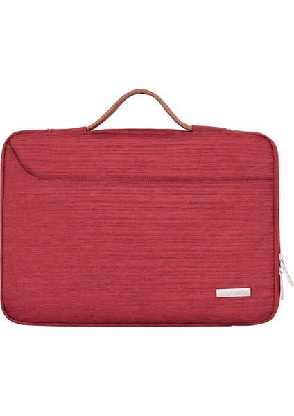 Canvasartısan K28-23 13 Inç Dizüstü Bilgisayar Kılıfı Yan Fermuarlı Dizüstü Bilgisayar Saplı Çanta U Şeklinde Dış Cepli El Çantası - Kırmızı (Yurt Dışından)