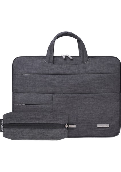 Canvasartısan L3-102 Büyük El Çantası Yüksek Kaliteli Polyester Dizüstü Bilgisayar Kılıfı 14" Dizüstü Bilgisayar Çantası ve Küçük Keseli Çanta - Koyu Gri (Yurt Dışından)