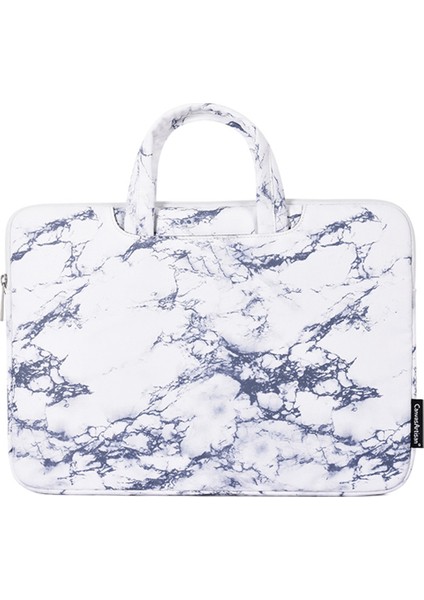 Canvasartısan H32-B01 Mermer Desenli 13 Inç Dizüstü Bilgisayar Taşıma Çantası Mermer Desenli Defter Çantası - Beyaz (Yurt Dışından)