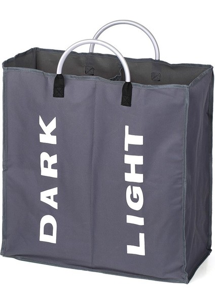 Katlanabilir 2 Bölmeli Çamaşır Torbası, Katlanabilir Çamaşır Sepeti, Dalı Oxford Kumaş Çamaşır Sepeti, Alaşımlı Saplı Çamaşır Ayırıcı - Koyu Gri (Yurt Dışından)