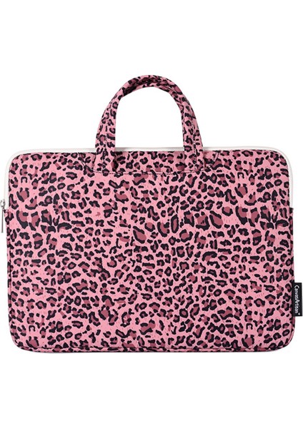 Canvasartısan H31-B01 13" Leopar Desenli Dizüstü Bilgisayar Kılıfı Fermuarlı Sağlam Saplı Dizüstü Bilgisayar Kılıfı - Pembe (Yurt Dışından)