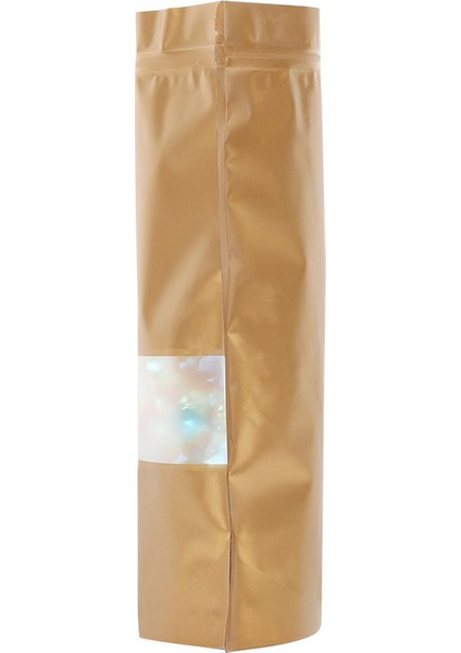 MX-104 100 Adet 12X20CM+4CM 20C Kendinden Yapışkanlı Gıda Poşetleri Şeffaf Pencereli Ayakta Duran Renkli Saklama Poşeti - Altın (Yurt Dışından) fiyatları