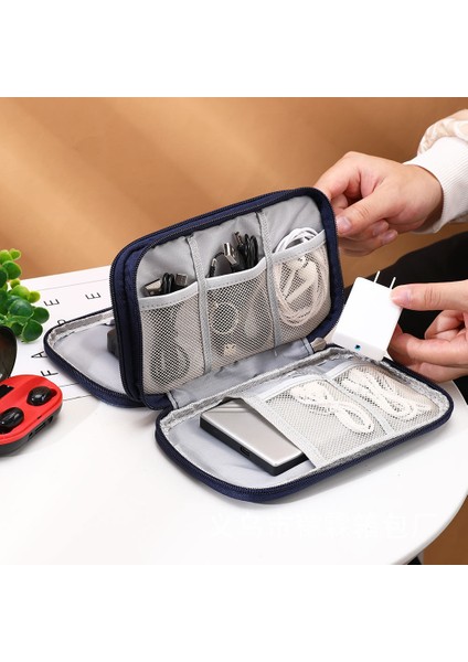 Seyahat Düzenleyici Çok Işlevli Su Geçirmez Aksesuar Çantası Çift Katmanlı Kablo Saklama Çantası Kablolar, Taşınabilir Şarj Cihazı ve USB Flash Bellek Için - Pembe (Yurt Dışından) fiyatları