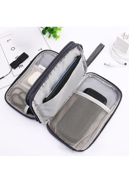 Seyahat Düzenleyici Çok Işlevli Su Geçirmez Aksesuar Çantası Çift Katmanlı Kablo Saklama Çantası Kablolar, Taşınabilir Şarj Cihazı ve USB Flash Bellek Için - Pembe (Yurt Dışından) fırsatları