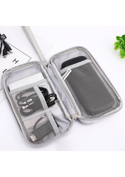 Seyahat Düzenleyici Çok Işlevli Su Geçirmez Aksesuar Çantası Çift Katmanlı Kablo Saklama Çantası Kablolar, Taşınabilir Şarj Cihazı ve USB Flash Bellek Için - Pembe (Yurt Dışından) indirimleri