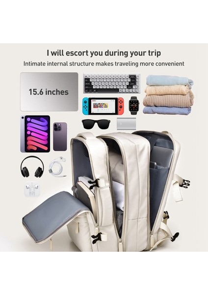 USB Şarj Portlu 15,6 Inç Dizüstü Bilgisayar Iş Çantasına Uygun Seyahat Sırt Çantası - Gri (Yurt Dışından) indirimleri