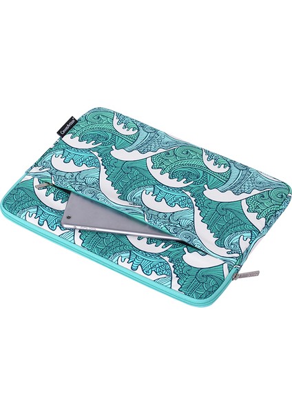H3-14 Deniz Dalgası Desenli Darbeye Dalı Dizüstü Bilgisayar Kılıfı Fermuarlı Dizüstü Bilgisayar Taşıma - Ön Cepli - Yeşil/13 Inç Dizüstü (Yurt Dışından) fırsatları