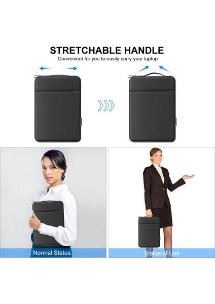 Haweel HWL7020 14-15 Inç MacBook Pro 14 Inç (2021) / 15 Inç (2013) / (2016) Çizilmeye Dalı Taşıma Çantası Saplı Taşınabilir Kol Çantası - Siyah (Yurt Dışından) indirimleri