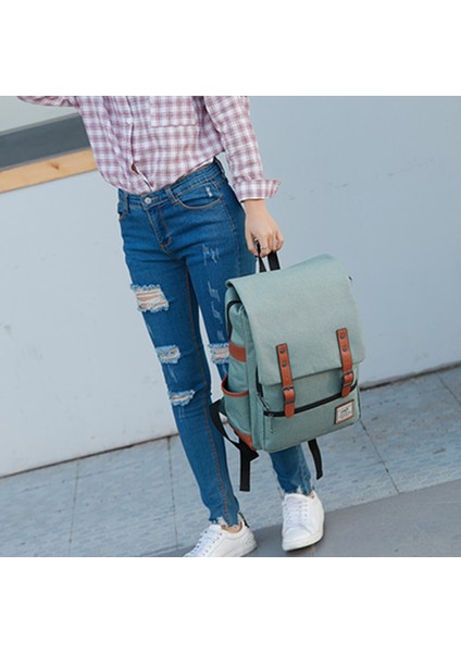 USB Şarj Portlu Retro Naylon Oxford Kumaş Sırt Çantası Dizüstü Bilgisayar Giysi Çift Omuz Çantası - Açık Altın Fermuarlı / Şarap Kırmızısı (Yurt Dışından) fırsatları