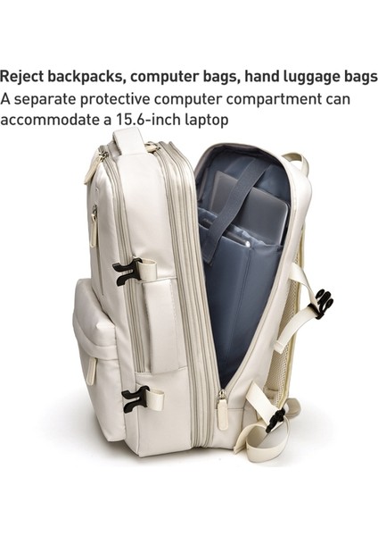 USB Şarj Portlu 15,6 Inç Dizüstü Bilgisayar Iş Çantasına Uygun Seyahat Sırt Çantası - Bej (Yurt Dışından) modelleri