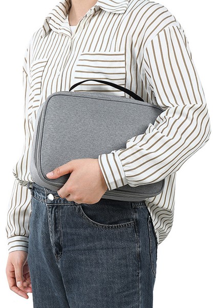 28 x 20 x 8,5 cm Dijital Aksesuar Saklama Çantası Veri Kablosu Kulaklık Taşınabilir Şarj Cihazı Taşıma Çantası - Gri (Yurt Dışından) fırsatları